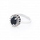 Серебряное помолвочное кольцо с сапфиром и фианитами 111455 от ювелирного магазина Оникс - 1