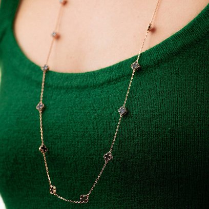 Кольє "Конюшина" з оніксом mini (червоне золото) кол02423 №6