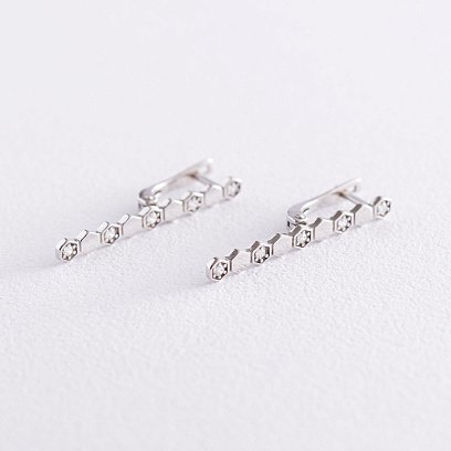 Срібні сережки "Грані" з фіанітами 122910