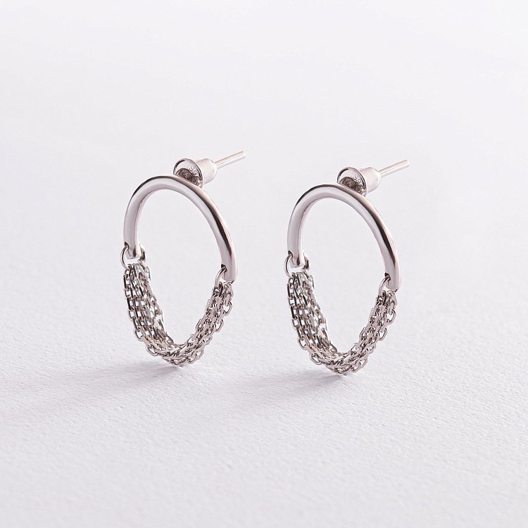 Серебряные серьги - пусеты "Пенелопа" 123190 от ювелирного магазина Оникс - 3