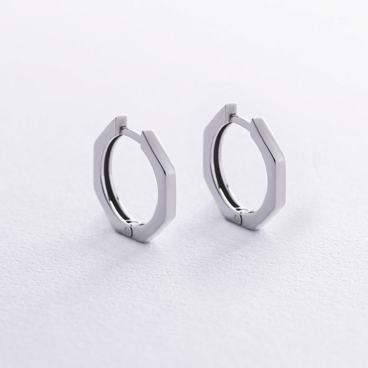 Серьги - кольца "Геометрия" в серебре 7069 от ювелирного магазина Оникс