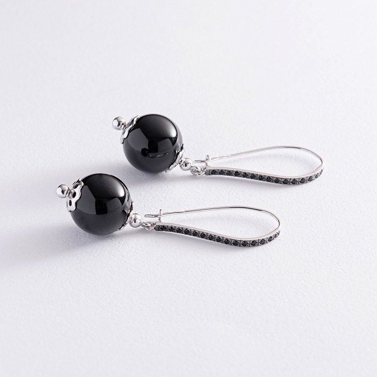 Золота сережки з агатом і фіанітами 459093B від ювелірного магазину Онікс - 2