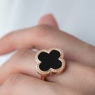 Золотое кольцо "Клевер" с ониксом к06882 от ювелирного магазина Оникс - 2