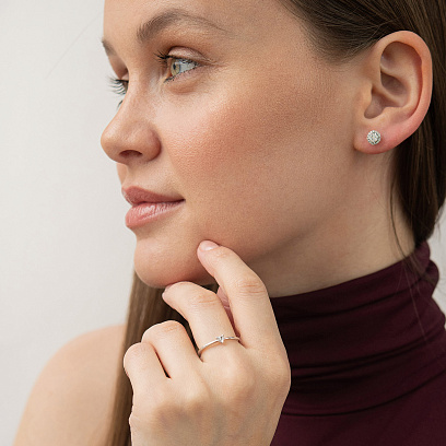 Заручальна золота каблучка "Сердечко" з діамантом кб0631ca №2