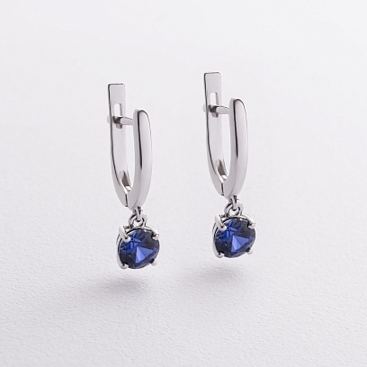 Серебряные серьги с сапфирами 2541/1p-HSPH