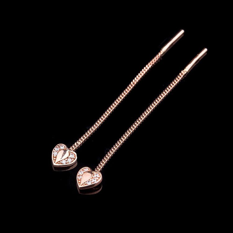 Золотые серьги "Сердца" с фианитами с02934 от ювелирного магазина Оникс - 1