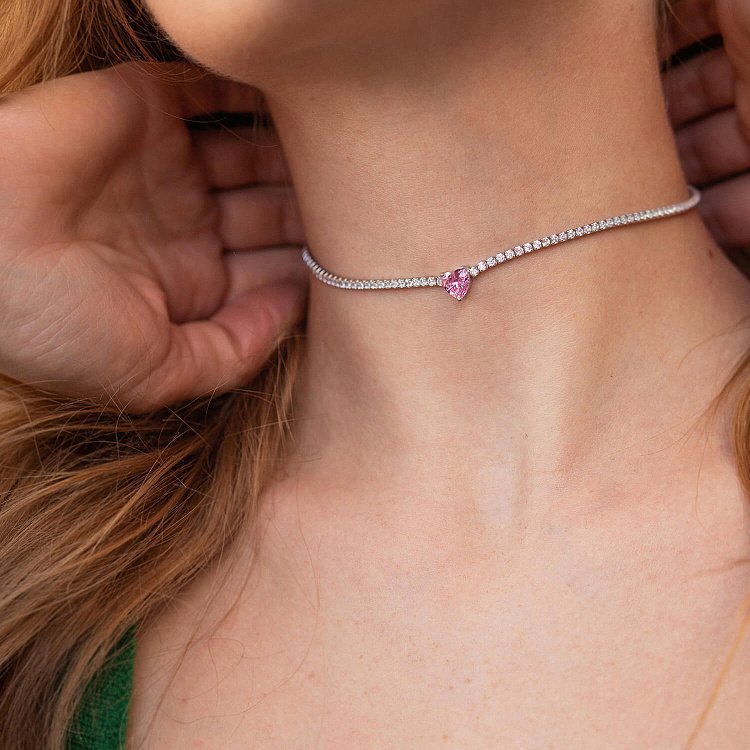 Серебряное колье - чокер "Сердечко" с фианитами 181260 от ювелирного магазина Оникс - 6