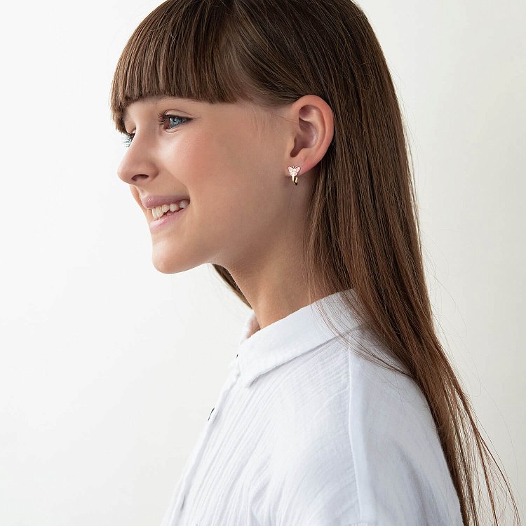 Дитячі золоті сережки "Метелики" с03223 від ювелірного магазину Онікс - 1