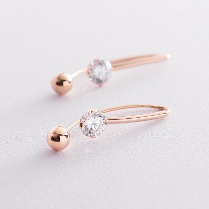 Золотые серьги с фианитами "Вдохновение" с06189ф