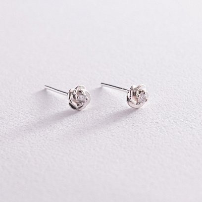 Срібні сережки - пусети з фіанітами 121787