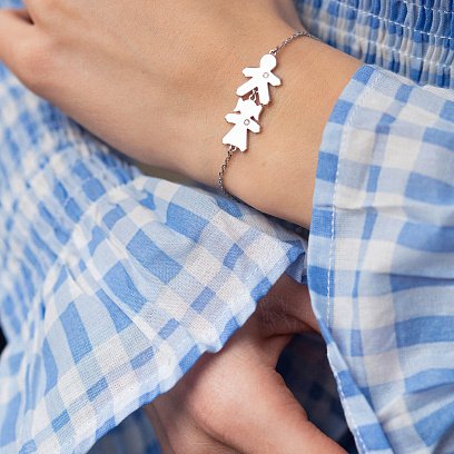 Срібний браслет "Дівчинка та хлопчик" (можливе гравіювання) 2084 №2