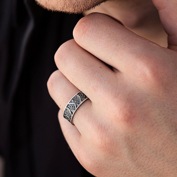 Срібна каблучка "Японські хвилі" 7019 від ювелірного магазину Онікс - 12