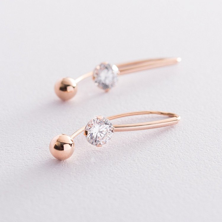 Золотые серьги с фианитами "Вдохновение" с06189ф Золотые серьги с фианитами "Вдохновение" с06189ф от ювелирного магазина Оникс