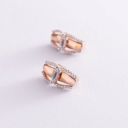 Золотые серьги с фианитами с04409 №3