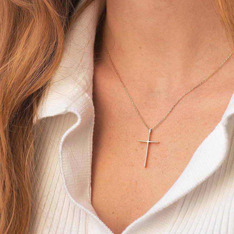 Колье "Крестик" в красном золоте кол01705 от ювелирного магазина Оникс - 4