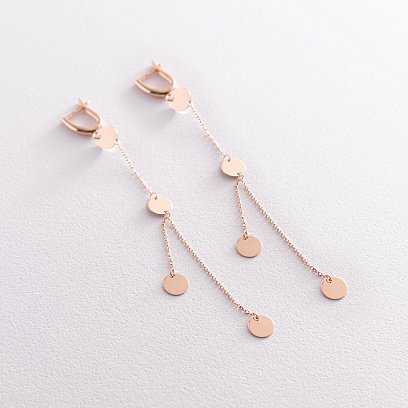 Серьги "Монетки" в красном золоте с07168