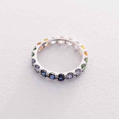 Золота каблучка з сапфірами і демантоїдами кб0297sth №2