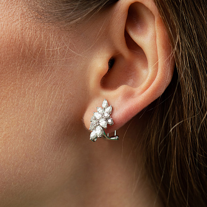 Сережки в білому золоті (діаманти) сб0694cha №3