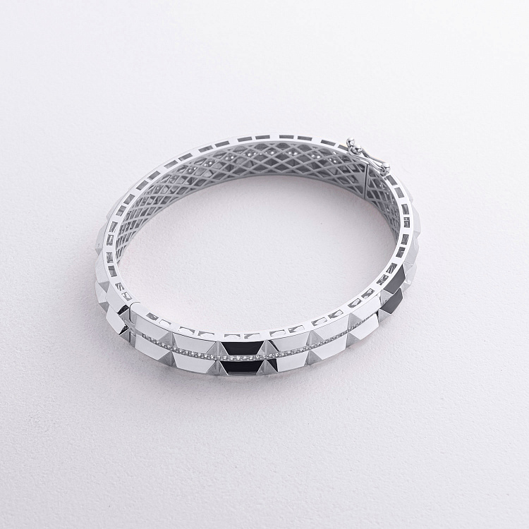 Жорсткий браслет "Carlotte" з фіанітами (біле золото) б05815 від ювелірного магазину Онікс - 2