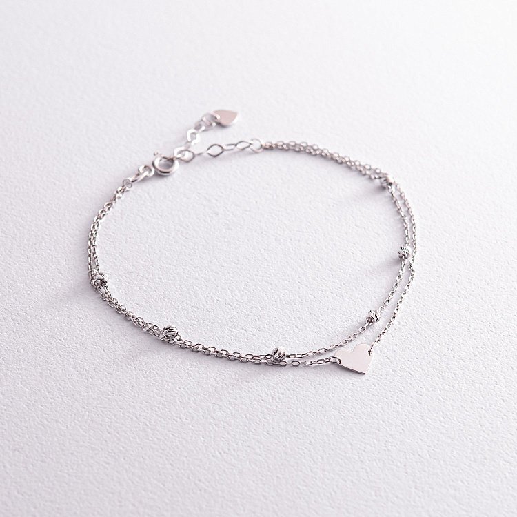 Подвійний золотий браслет "Сердечко" б05090 від ювелірного магазину Онікс