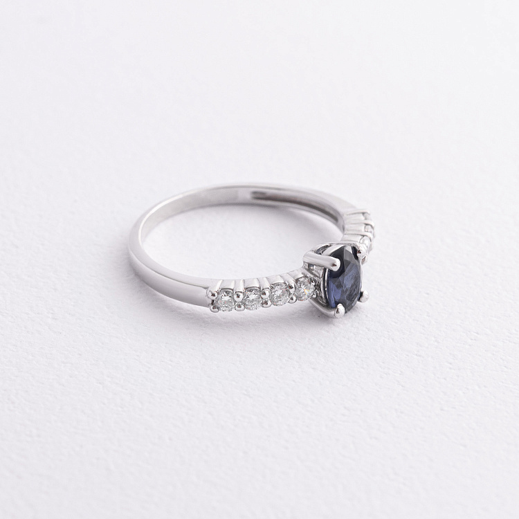 Срібна каблучка з сапфіром і фіанітами 1845/1p-HSPH від ювелірного магазину Онікс - 1
