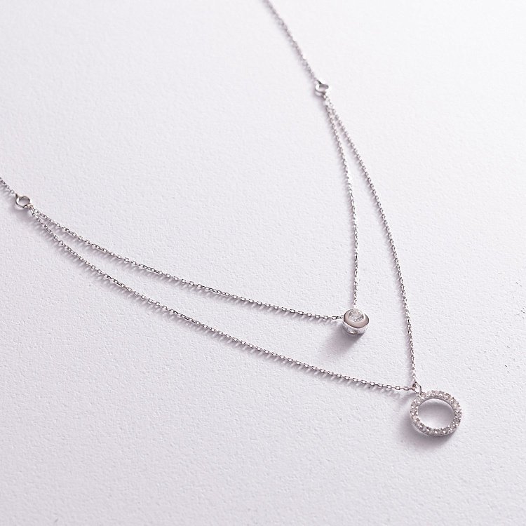 Двойное золотое колье "Ханна" с фианитами кол02049 от ювелирного магазина Оникс