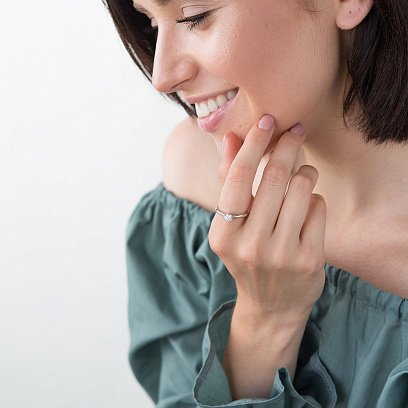 Золотое помолвочное кольцо (циркон Swarovski) к06298 №2