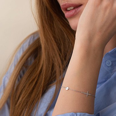 Браслет с крестиком в белом золоте 820154В №2