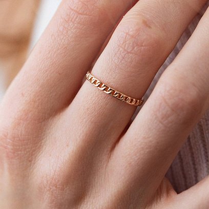 Каблучка "Ланцюжок" у червоному золоті к07156 №5