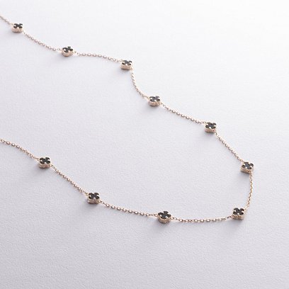 Кольє "Конюшина" з оніксом mini (жовте золото) кол02429 №3