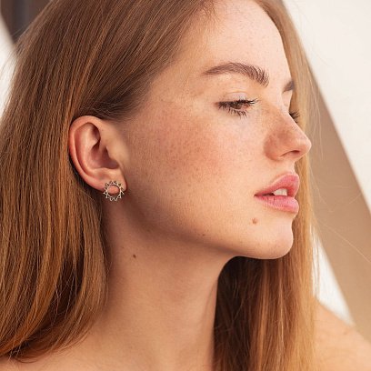 Срібні сережки - пусети "Сонце" 123205 №9