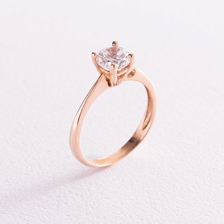 Золота заручальна каблучка c сердечком (фіаніт) к02908 від ювелірного магазину Онікс