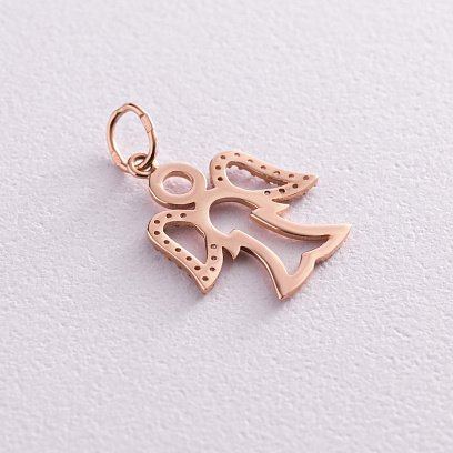 Золотой кулон "Ангелочек" (фианиты) п03014 №3