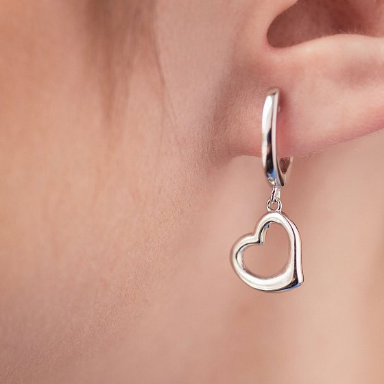 Сережки "Сердечки" у сріблі 123259 №5