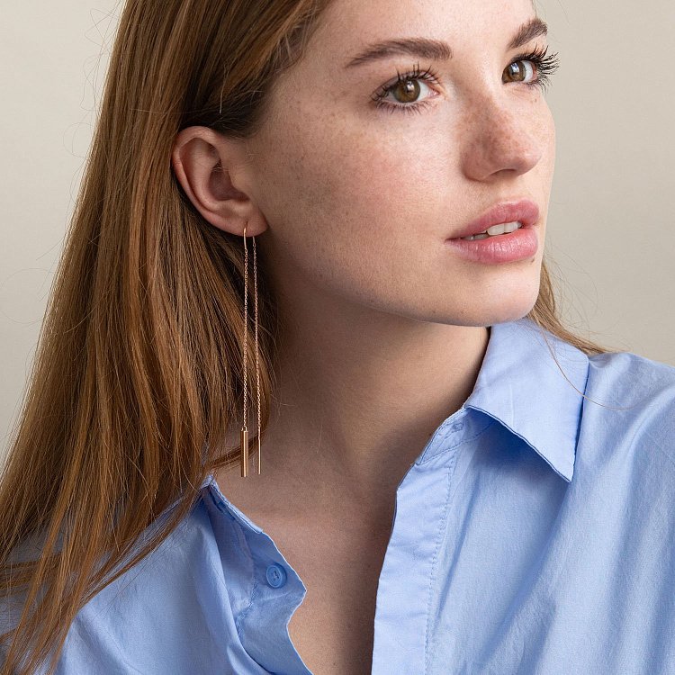 Золоті висячі сережки (протяжки) 580087d від ювелірного магазину Онікс - 2