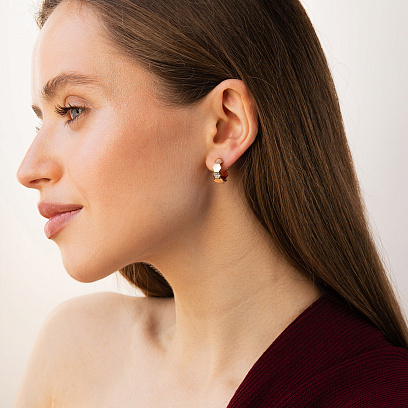 Сережки - кільця "Miranda" в червоному золоті (фіаніти) с09334 №2