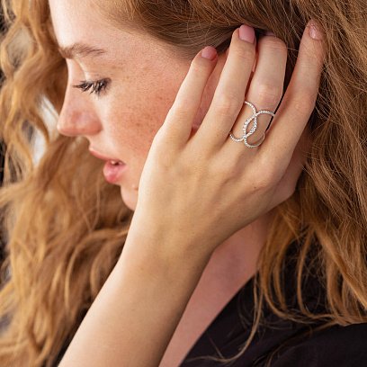 Каблучка в білому золоті з діамантами 197550ch №2