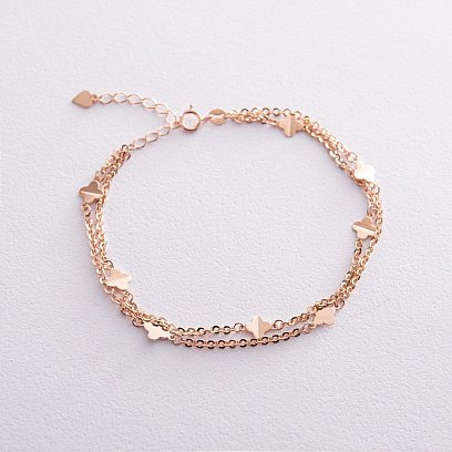 Двойной браслет "Клевер" в красном золоте б05199 №3