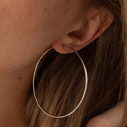 Сережки - кільця в білому золоті (5.3 см) с08532 №10