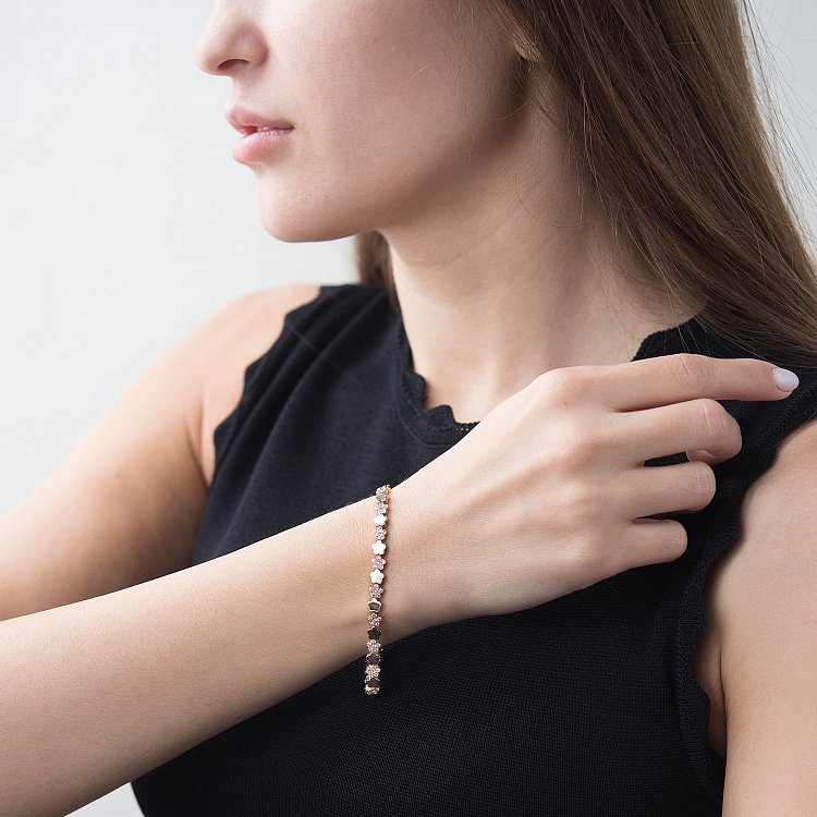 Золотий браслет "Квіточки" б04114 від ювелірного магазину Онікс - 1