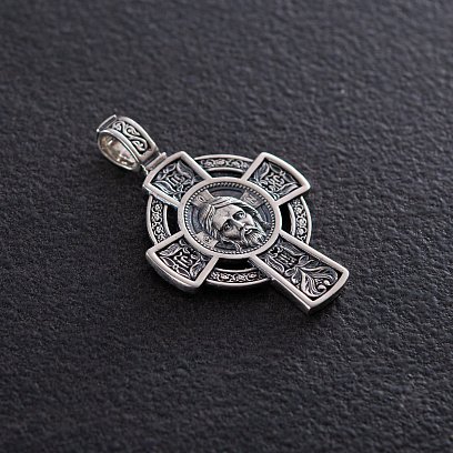 Срібний хрестик "Спас Нерукотворний. Молитва Да воскресне Бог" 133002 №5