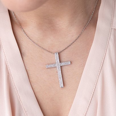 Золотой крестик с бриллиантами пб0168ca №2