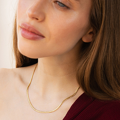 Колье "Gisele" в желтом золоте (снейк - 3 мм) ц00388-3 №6