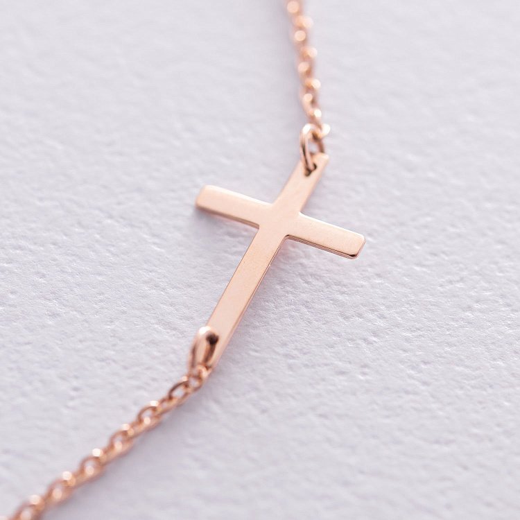 Золотий браслет з хрестиком 820154 від ювелірного магазину Онікс - 2