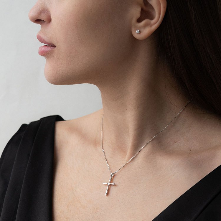 Золотой крестик (бриллиант) пб0189ri от ювелирного магазина Оникс - 1