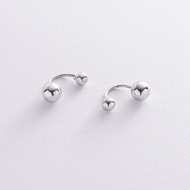 Сережки "Кульки" у білому золоті с08425 від ювелірного магазину Онікс - 1