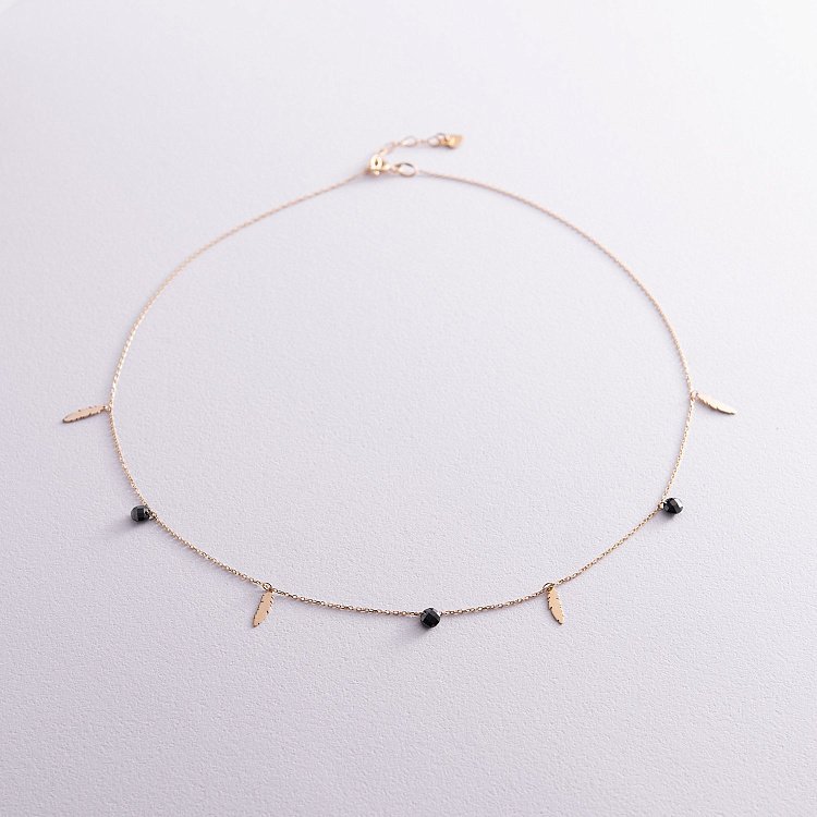 Кольє "Пір'ячка" в жовтому золоті (фіаніти) кол02032 від ювелірного магазину Онікс