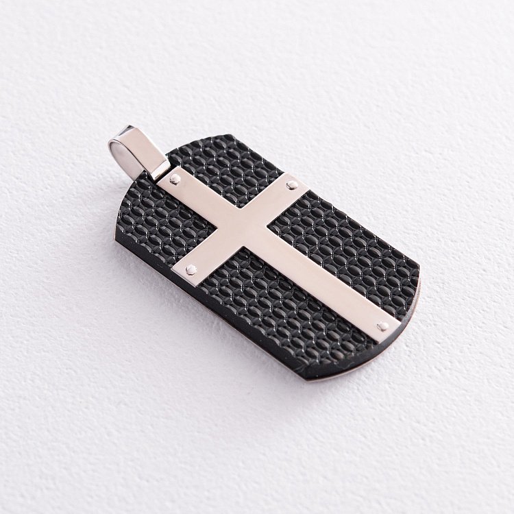 Срібний жетон з хрестиком (полімер) 132864 від ювелірного магазину Онікс