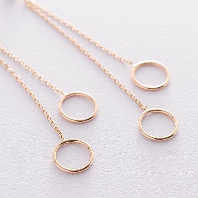 Золотые серьги "Круговорот на цепочке" с07310 №3