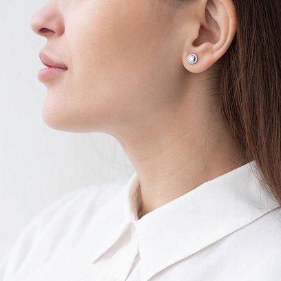 Золотые серьги - пусеты с бриллиантами сб0336ri №2